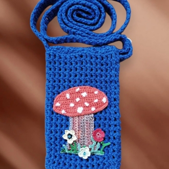 Mantar motifli telefon çantası