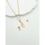 Quill Çelik Küpe ve Kolye Set - Gold