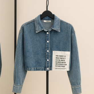 Buz mavisi Crop Jean Ceket