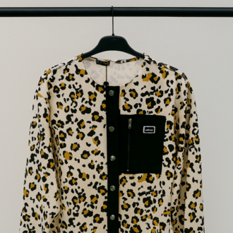 Leopar Önü Çıtçıtlı Gabardin Ceket