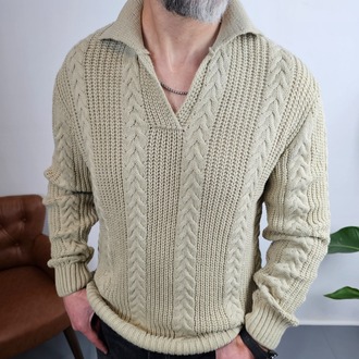 Oversize Golf Yaka Kazak Taş Rengi