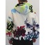 Oversize Kalın Peluş Fermuarlı Grafiti Desenli Sweat Hırka YB-222124 Beyaz