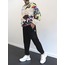 Oversize Kalın Peluş Fermuarlı Grafiti Desenli Sweat Hırka YB-222124 Beyaz