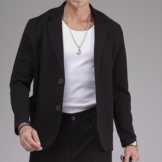 Pike Double Face Ceket Pantolon Takım Siyah