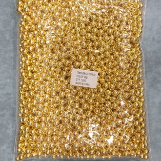 8 mm metalik gold görünümlü akrilik boncuk 500 gram paket