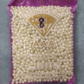 8 mm plastik inci krem 500 gram paket