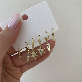 Mavi Taşlı Çoklu Set