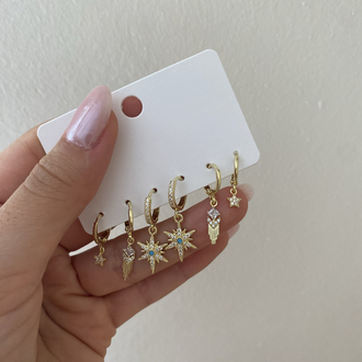 Mavi Taşlı Çoklu Set