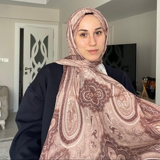 Luvensara Desenli Ipek Şal Pd1 - Vizon