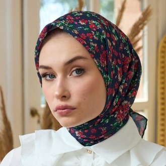 İpekhan Yaz Işıltısı Koleksiyonu Soft Eşarp 1191 - Lacivert Kırmızı 14