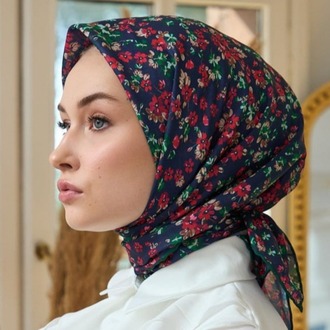 İpekhan Yaz Işıltısı Koleksiyonu Soft Eşarp 1191 - Lacivert Kırmızı 14