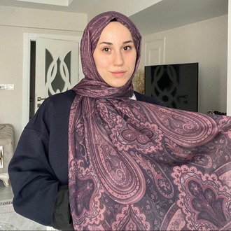 Luvensara Desenli Ipek Şal Pd1 - Lacivert