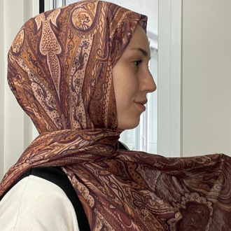 Luvensara Desenli Ipek Şal Pd1 - Çikolatalıkahve