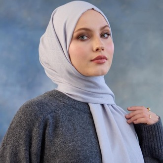 İpekhan Logo Desen Pamuk Jakar Şal - Gümüş