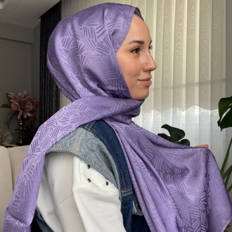 Levidor Çubuk Desen Jakarlı Janjan Şal - Mor