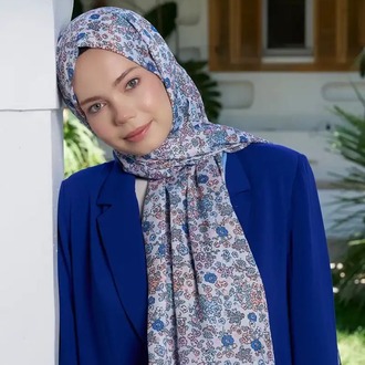 Madame Polo - Seremoni Koleksiyonu Daisy Desen Şal - İndigo