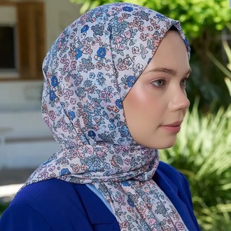 Madame Polo - Seremoni Koleksiyonu Daisy Desen Şal - İndigo