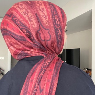 Luvensara Desenli Ipek Şal Pd1 - Bordo