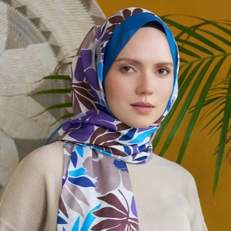 Madame Polo - Seremoni Koleksiyonu Blossom Desen Şal - İndigo