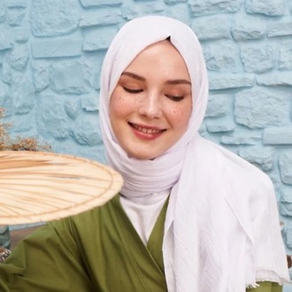 Madame Polo - Bambu Kraş Şal - Beyaz