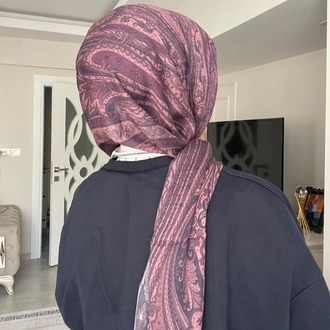 Luvensara Desenli Ipek Şal Pd1 - Lacivert