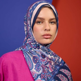 İpekhan Marrakech Koleksiyon Soft Şal 3049 - Gece Mavisi Pembe 10