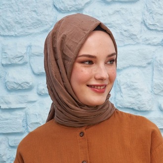 Madame Polo - Bambu Kraş Şal - Kahverengi