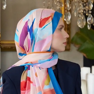 Madame Polo - Seremoni Koleksiyonu Pure Desen Şal - Mavi