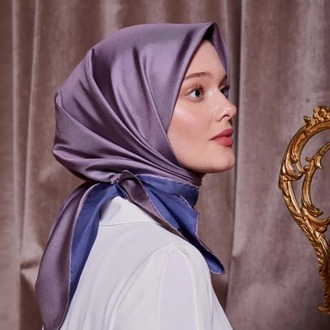 Levidor - Çift Taraflı Twill İpek Eşarp - Koyu Mavi