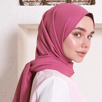 Madame Polo Luxury Pamuk Kraş Şal - Gül Kurusu