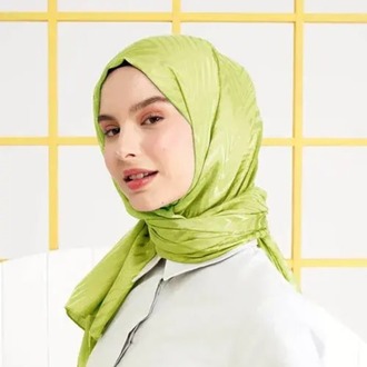 Madame Polo İpeksi Jakar Italyan Şal Zikzak Desen - Lime