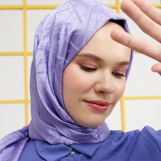 Madame Polo İpeksi Jakar Italyan Şal Çizği Desen - Violet