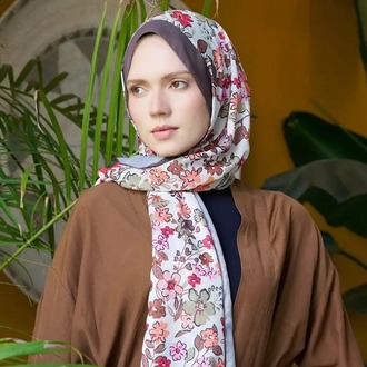 Madame Polo - Seremoni Koleksiyonu Flora Desen Şal - Kahverengi