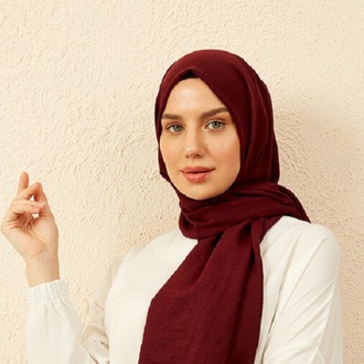 Madame Polo Luxury Pamuk Kraş Şal - Bordo
