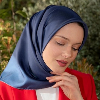 Levidor - Çift Taraflı Twill İpek Eşarp - Koyu Mavi