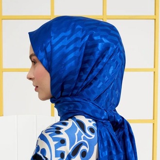 Madame Polo İpeksi Jakar Italyan Şal Origami Desen - Saks