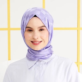 Madame Polo İpeksi Jakar Italyan Şal Dama Desen - Violet