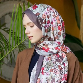 Madame Polo - Seremoni Koleksiyonu Flora Desen Şal - Kahverengi