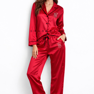 Victoria’s Secret KIRMIZI VIP Taşlı Saten Pijama Set