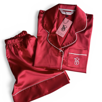 Victoria’s Secret Kırmızı Saten Şortlu Pijama Takım