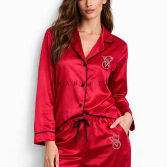 Victoria’s Secret KIRMIZI VIP Saten Taşlı Pijama Takımı