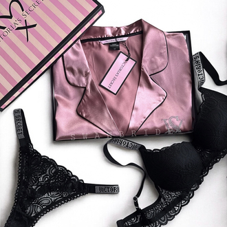 Gül Kurusu / Victoria’s Secret Uzun kol Pijama Saten Pijama Seti