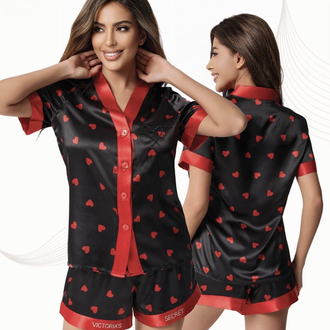 Victoria’s Secret Siyah Kalpli Saten Şortlu Pijama Takımı