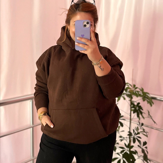 Kahverengi kapüşonlu sweat