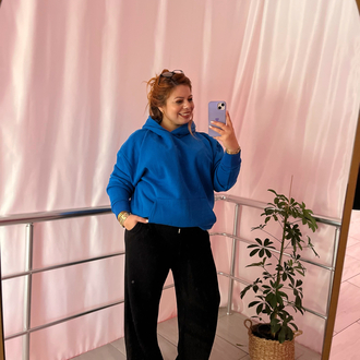 Mavi kapüşonlu sweat