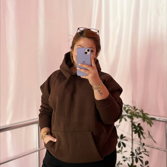 Kahverengi kapüşonlu sweat