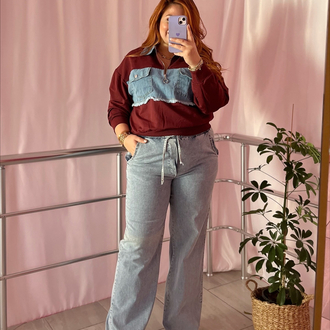 Kot detaylı bordo sweat