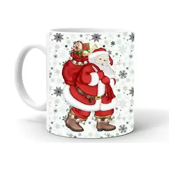 Yılbası Noel Temalı Baskılı Seramik Beyaz Kupa