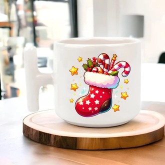 Yeni Yıl Yılbaşı Noel Tasarımlı T Kulp Seramik Kupa