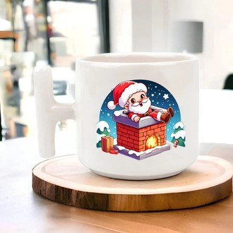 Yeni Yıl Yılbaşı Noel Tasarımlı T Kulp Seramik Kupa
